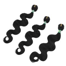 3 Pcs Brazilian Body Wave Hair Extensions Synthetic Black Hair Bundles