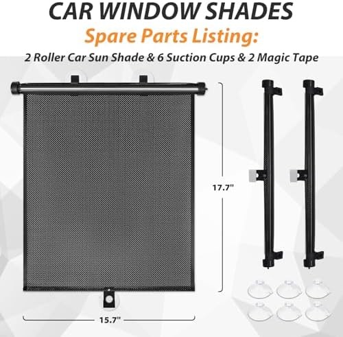 Retractable Car Side Window Sun Shades 2 Pack