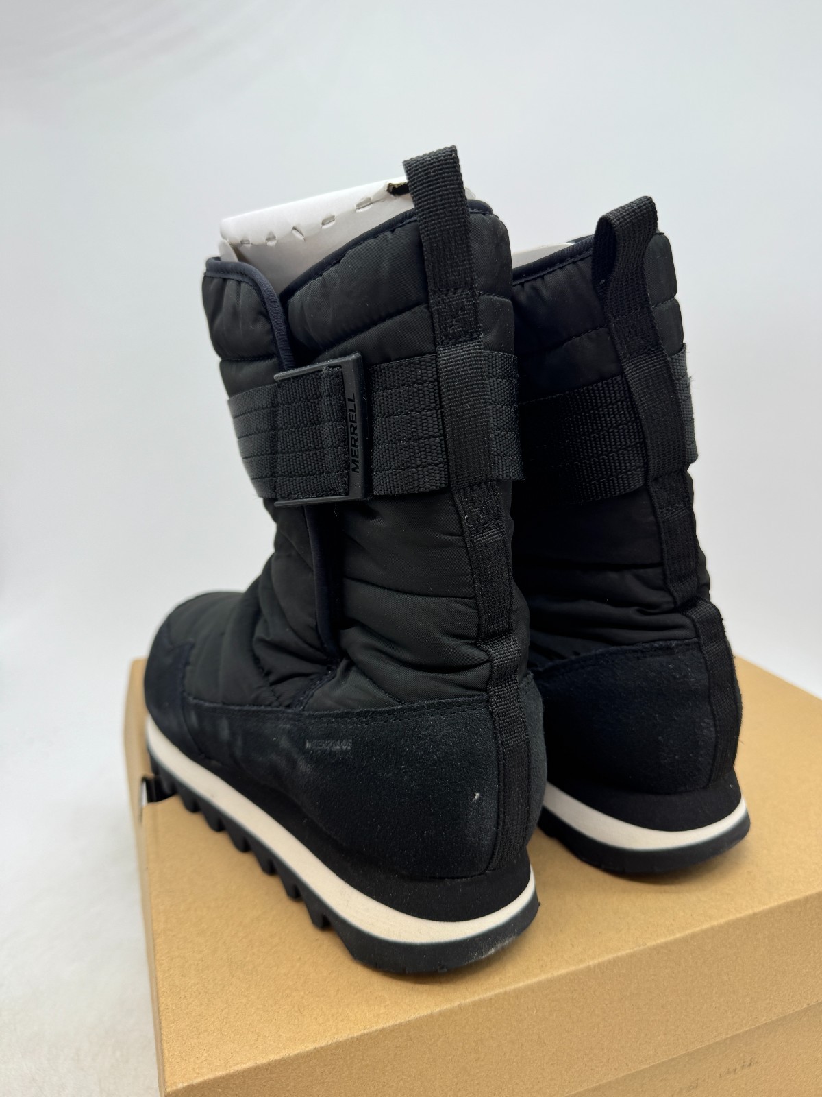 Merrell Alpine Tall Strap Polar Snow Boots Womens Blackout Noir Round Toe - 9.5