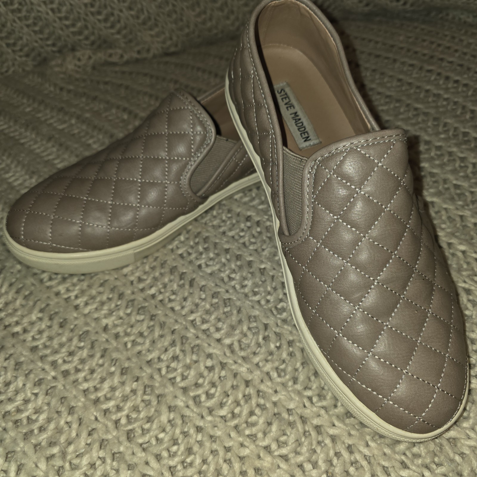 Steve Madden Shoes Womens 10M Ecentrcq Quilted Loafers Sneaker Brown Slip On