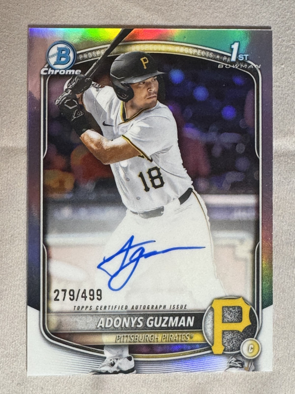 2025 Bowman Draft Chrome Adonys Guzman 1st Bowman Refractor Auto /499