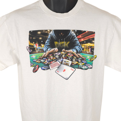 DGK Skater T Shirt Mens Size Medium White Blackjack Las Vegas Casino