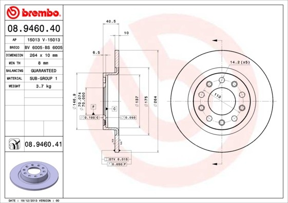 Disque de frein BREMBO haute performance Alfa Romeo, pack de 2 en carbone anti-corrosion