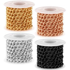 Jadive 4 Rolls 39.4 Feet Aluminium Necklace Chains 6.5 mm Twisted Links Spool...