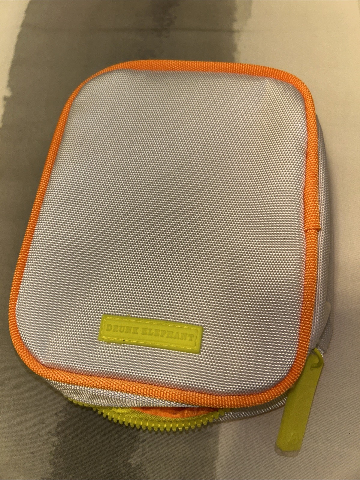 Cosmetics Makeup White Orange Zipper Case Travel Zip