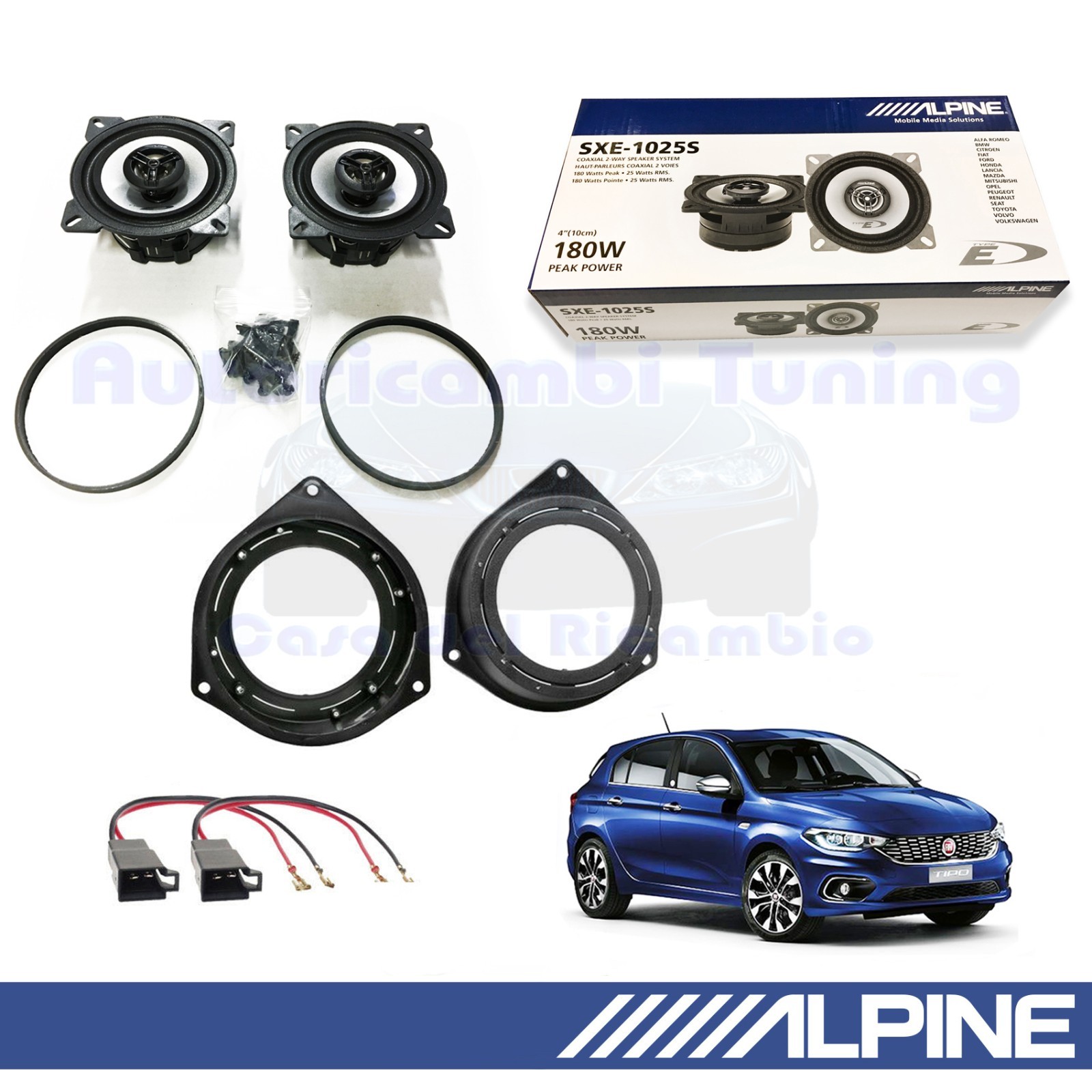 Casse Alpine SXE-1025S 10cm 180W per Fiat Tipo II - Coppia Posteriori
