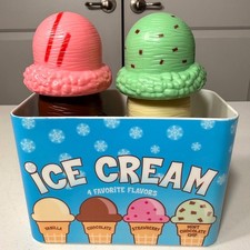 Melissa  Doug Wooden Ice Cream Play Food Set Magnetic Scoops  Cones 7pc