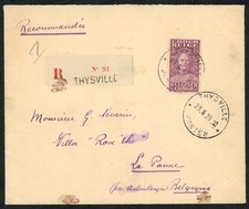 1929 Belgian Congo Cover To Belgium 20fr Stanley Thysville-La Panne Registered