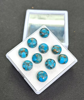 #ad AAA Blue Copper Turquoise Smoth Round Shape Loose Gemstone $10.99