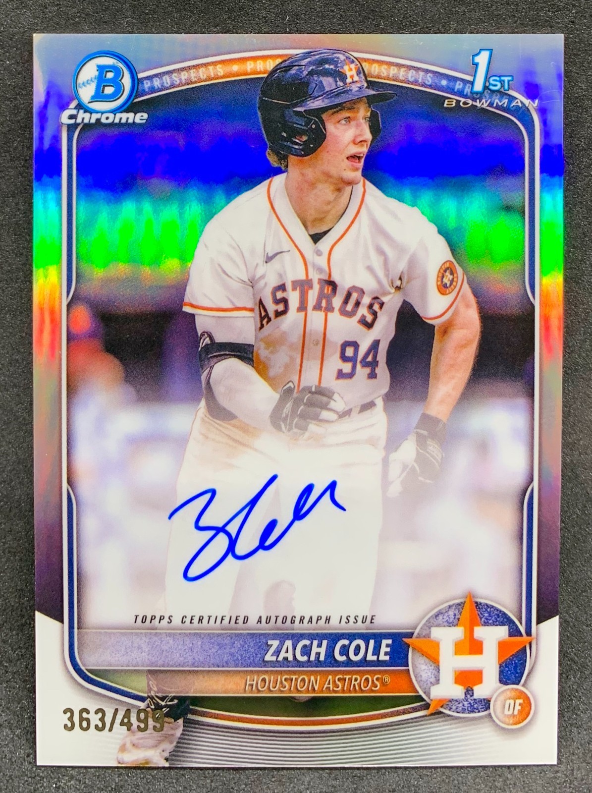 2025 Bowman Chrome ZACH COLE Houston Astros Refractor 1st Auto SP /499
