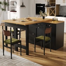 Extendable Bar Table With Storage Space, Fold-out Dining Table With Drawer And S