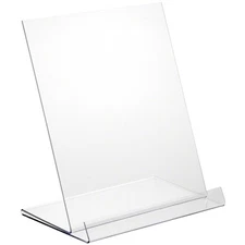 Plymor Clear Acrylic Angled Flat Display Easel w/ 1" Ledge, 11.25" x 10" x 6.25"