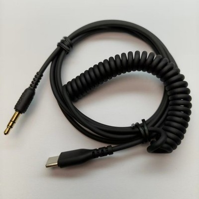 Typ C auf 3,5 mm Kopfhörer Verlängerung 2 m Federdraht Kabel leicht schwarz