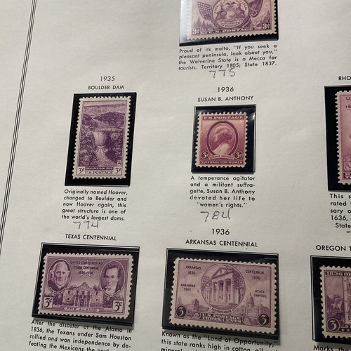 U.S.-(-1935-36)-Commemorative-lot of 13-Stamps+1 S.S-MH/MNH-ON 2-ALBUM ...