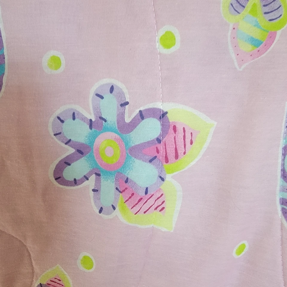 Edredón rosa reversible de colección púrpura azul corazón flor 66” x 88” y almohada falsa Foto 4 de 4