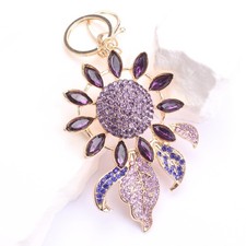 Purple Rhinestone Sunflower Keychain: Elegant Decor Accessory, Graceful Gift
