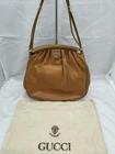 Gucci — GUCCI camel shoulder bag 9.4 inches