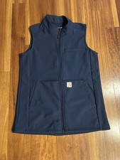 Carhartt Rugged Flex Bonded Fleece Scrub Vest Womens XS Blue Full Zip C83023