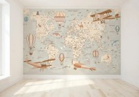 Kinderzimmer Wand Wandbild Tapete 368X254 Cm 366X254Cm Riesig Braune Karte Tiere