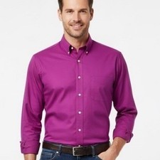 Chaps Wrinkle Free Button Down Shirt Men's XL Purple Long Sleeve Twill Preppy