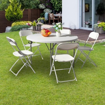 Portable Folding Dining Chair Table Commercial Outdoor Weatherproof Plastic Seat