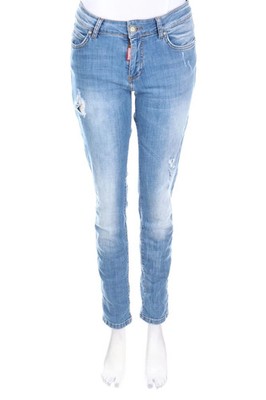 DSQUARED² Skinny-Jeans Destroyed Logo Applikation M denimblau