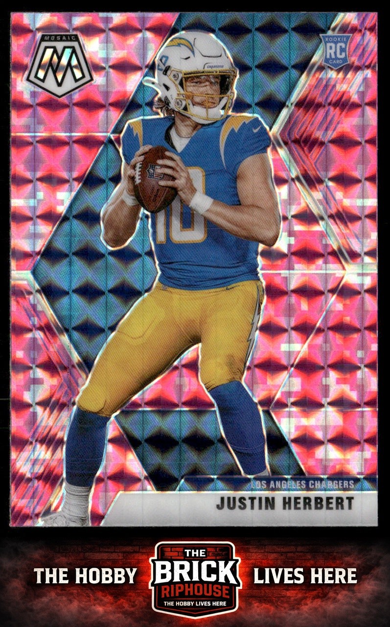 Justin Herbert 2020 Panini Mosaic Prizm Camo Pink #204 RC Los Angeles Chargers