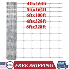 Farm Fence 4/5/6ft x100/164/328ft Galvanized Wire Livestock Fence Animal Protect
