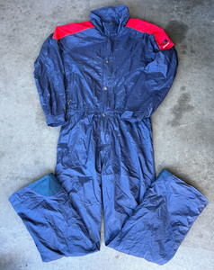 THE NORTH FACE Extreme Vintage Ski Suit Mens Sz XL Blue One Piece Snowsuit