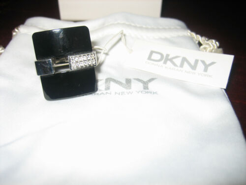DKNY Donna Karan New York Ring Silber Steel Schwarz Strasssteine Gr. 170 54 NEU - Bild 1 von 12
