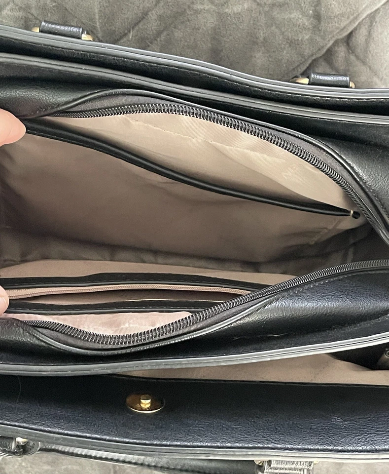 Bolso de Hombro Dasein Negro Top Doble Asa Cartera Bolso Grande Cartera Viaje Foto 3 de 4