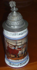 antiker METZGER Fleischer-ZUNFTKRUG UM 1910-20 Lithophani Bodenbild  Top!!
