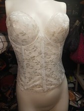 Vintage White Lace Bustier With Garter Attachments And Boning 38C