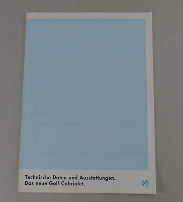 Brochure VW Golf 3 Cabrio Technical Data and Features from 08/1993