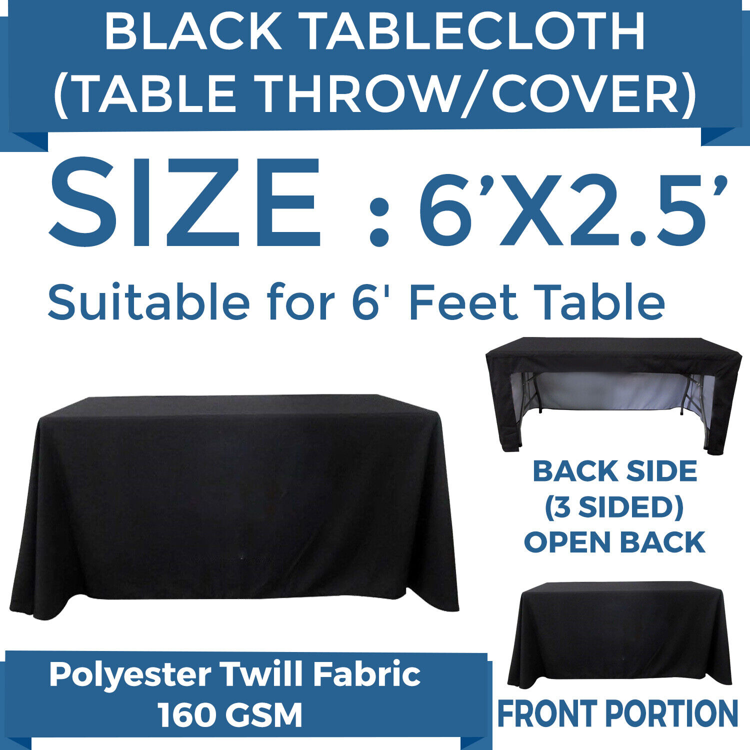 6ft. Full Milwaukee Mall Color Blank Table Outlet sale feature Cover Sided Throws 3 Tablecloth for