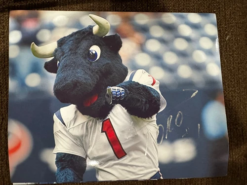 Toro  Mascot  signed 8x10 photo Autographed Houston Texans