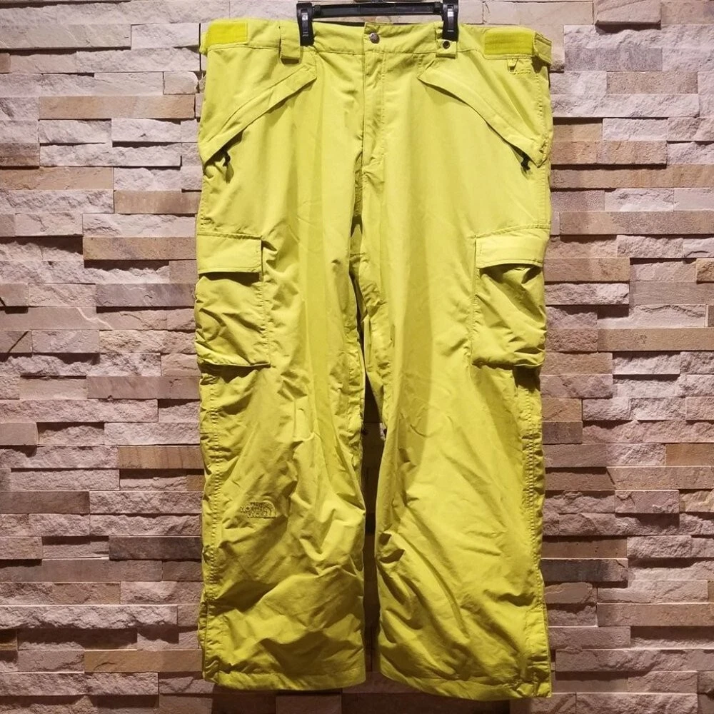 North Face Mens XXL 2X Short Yellow Snowboard Ski Snow Pants Snowsuit Green Neon