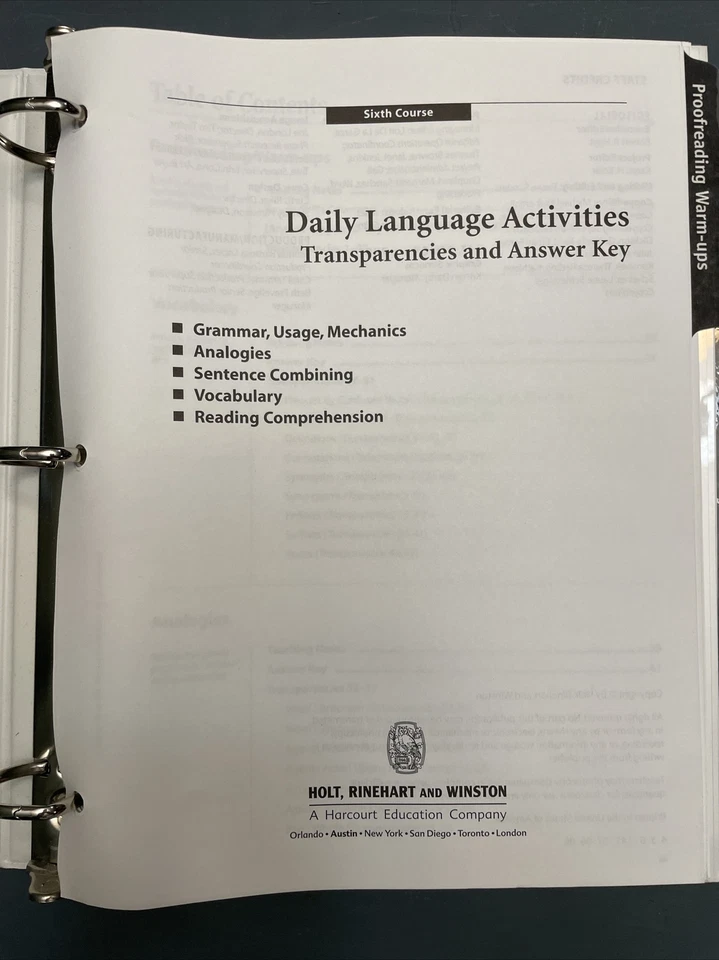 Daily Language Activities Transparencies  6th Course Holt Elements of Literature - Image 2 of 2