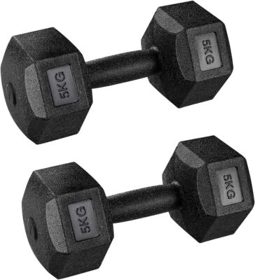 MARKENLOS 2x 5kg Hexagon Hanteln Set Arm Hand Gewicht Hantel Heben Übung