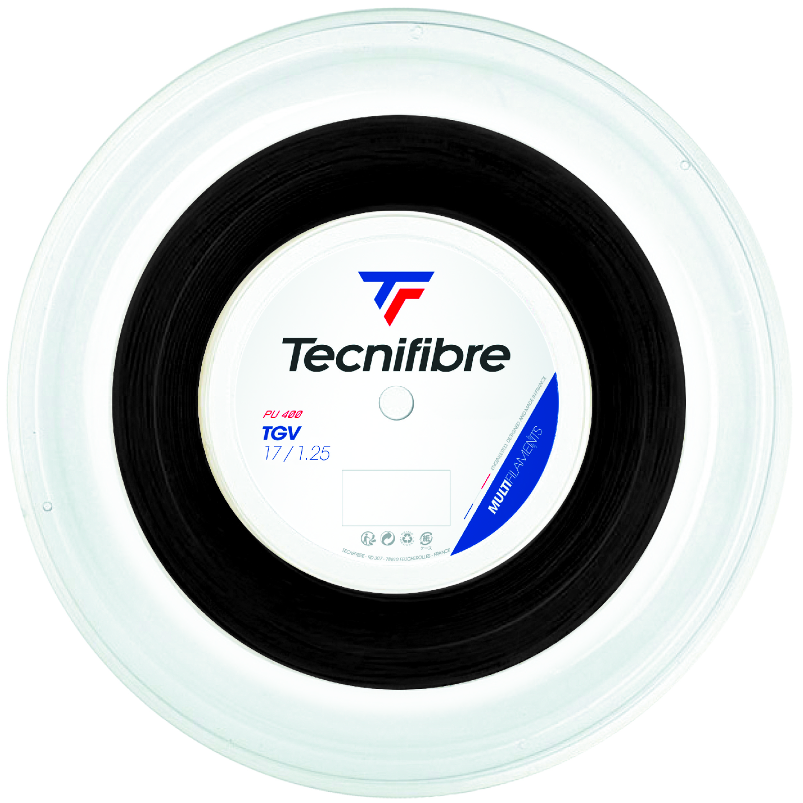 Tecnifibre TGV Tennis Racket String - 1.25mm / 17 - 200m Reel - Black