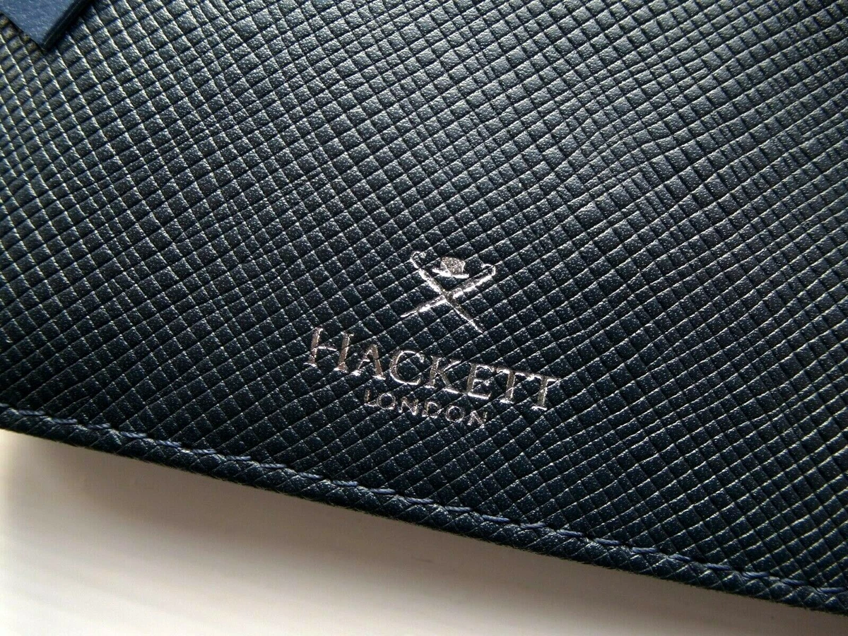Genuine HACKETT London Navy LEATHER Billfold WALLET Holds Cards 