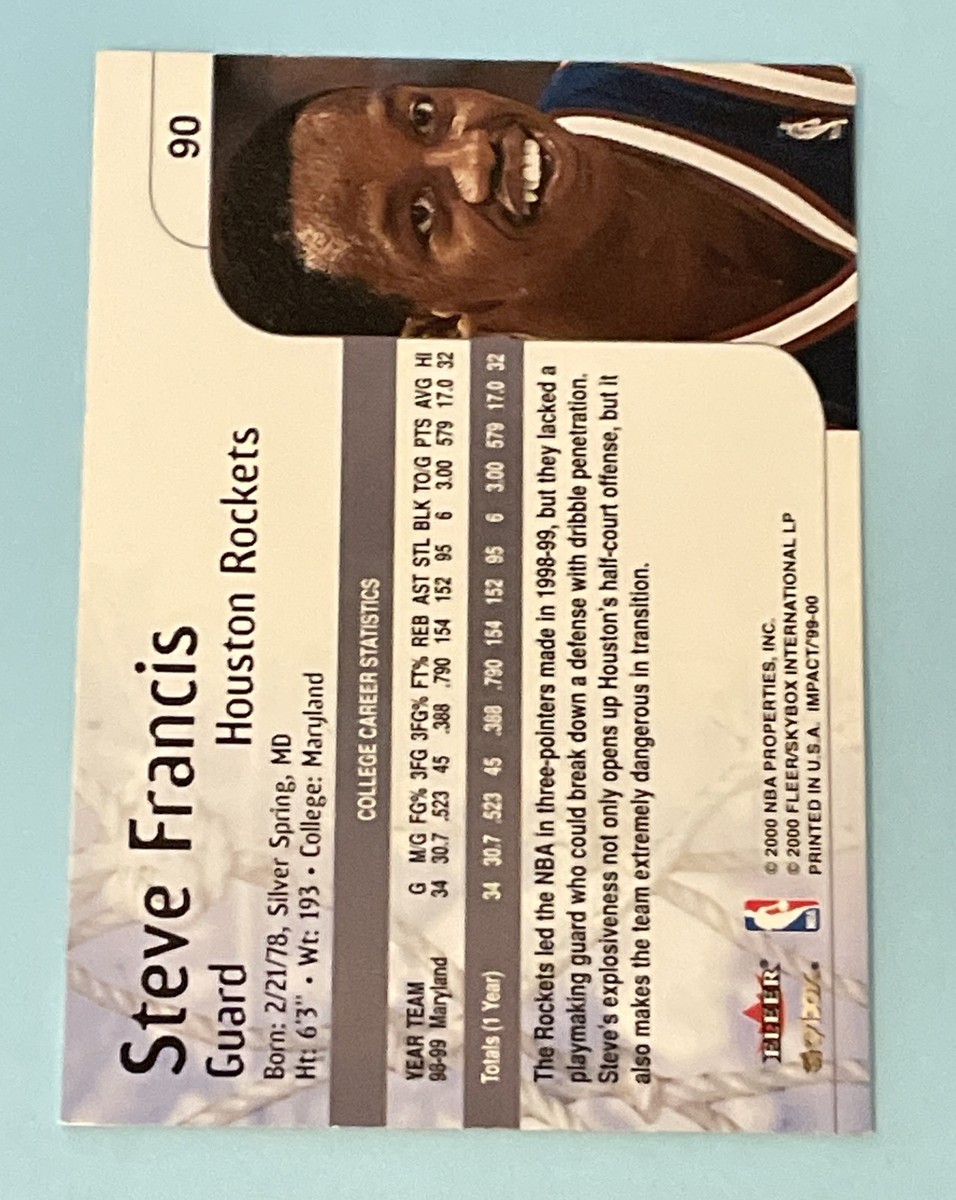 Impact Rookies 2000 Steve Francis (RC) #90 Basketball Trading Card Rockets  NBA