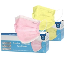 100pcs Litepak Yellow & Pink Disposable 3 Ply Face Mask Premium Mouth Cover