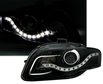 Scheinwerfer Set in Schwarz für Audi A4 B7 2004-2007 mit LED Tagfahrlicht Optik