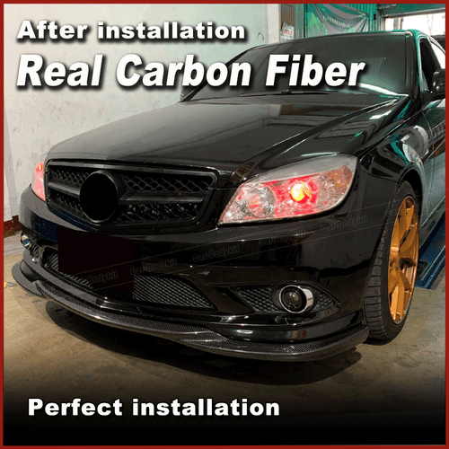 For Benz W204 C200 C300 C350 Sport 2009-11 REAL Carbon Front Bumper Lip Spoiler - Picture 3 of 12