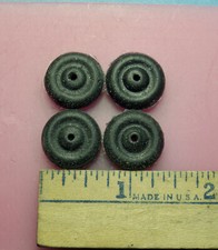 4 BLACK RUBBER TIRES 11/16" Tootsietoy Barclay slush cast toy car airplane truck