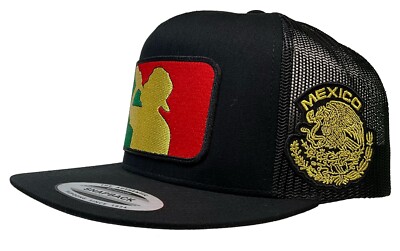 EL  BORRACHO 2 LOGOS HAT BLACK MESH MEXICO EL CHAPO GUZMAN HAT