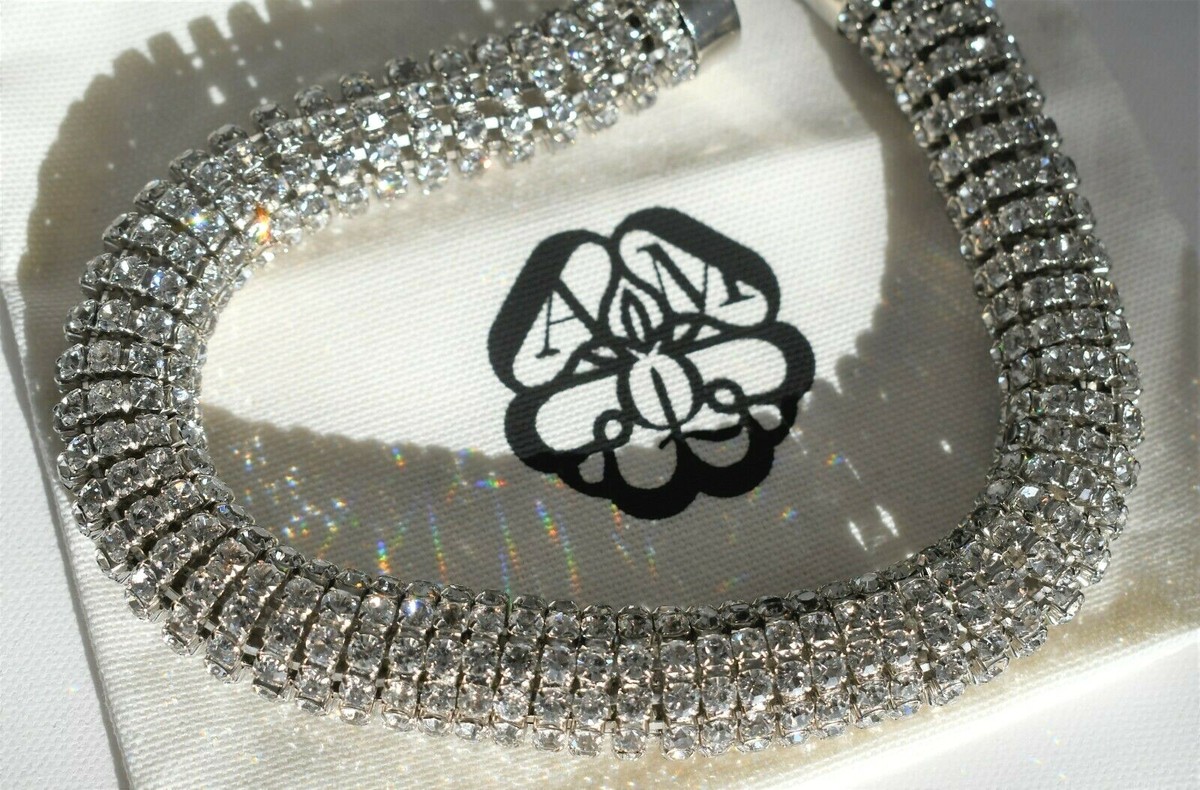 Auth ALEXANDER MCQUEEN SWAROVSKI CRYSTAL PAVE TUBULAR CHOKER