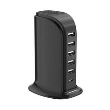 USB Charger Block with Type C, 6-Port Chargers for Multiple Devices, USB Char...