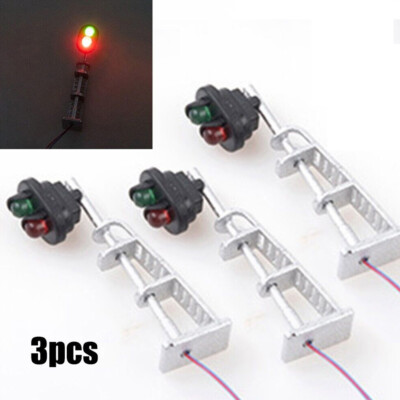 3*Model Railroad HO Scale Track Signals 2-LEDs Green Red Block Lights Lamp W
